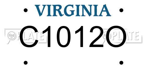 C1012O Virginia License Plate