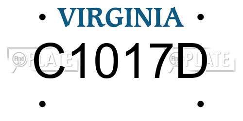 C1017D Virginia License Plate