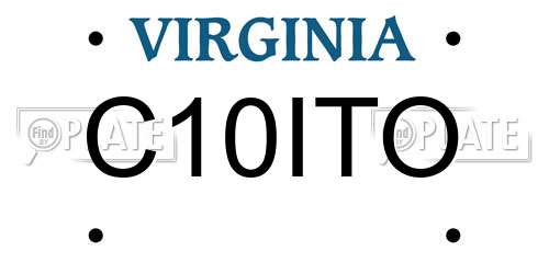 C10ITO Virginia License Plate
