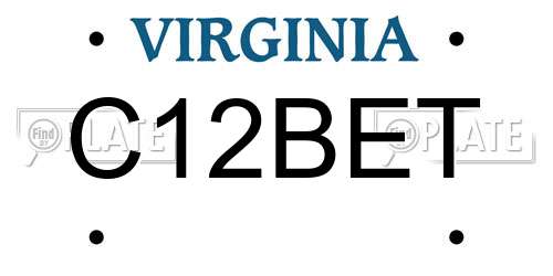 C12BET Virginia License Plate