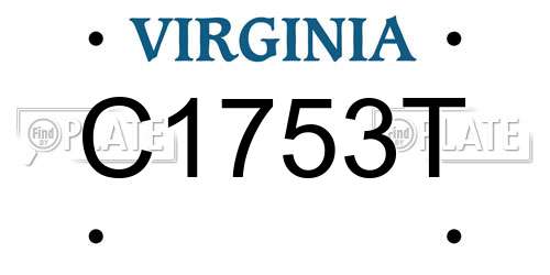C1753T Virginia License Plate