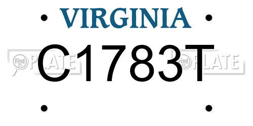 C1783T Virginia License Plate