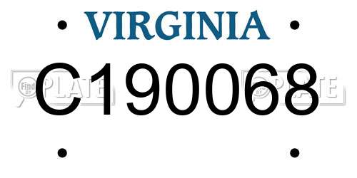 C190068 Virginia License Plate