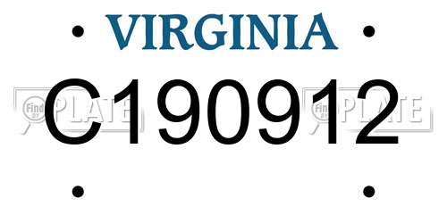 C190912 Virginia License Plate