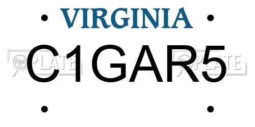 C1GAR5 Virginia License Plate