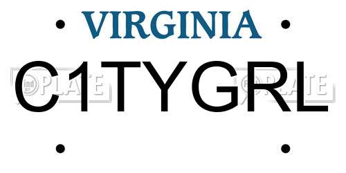 C1TYGRL Virginia License Plate