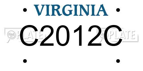 C2012C Virginia License Plate
