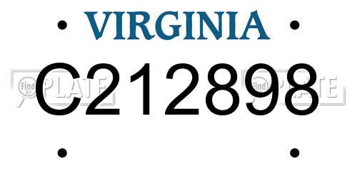C212898 Virginia License Plate