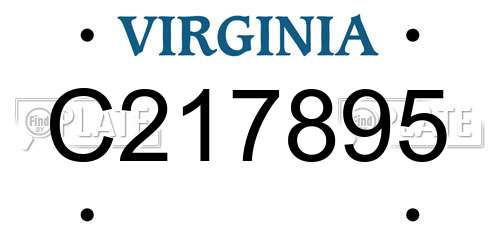 C217895 Virginia License Plate