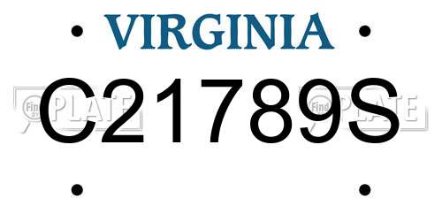 C21789S Virginia License Plate