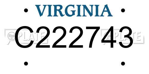 C222743 Virginia License Plate