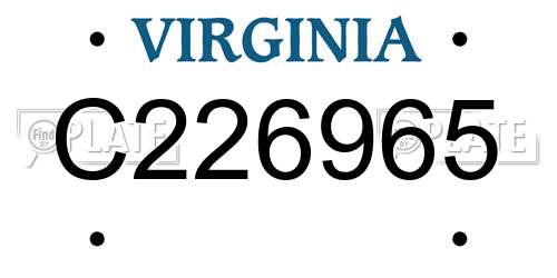 C226965 Virginia License Plate