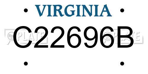 C22696B Virginia License Plate