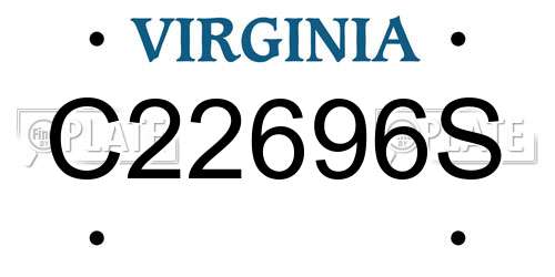 C22696S Virginia License Plate