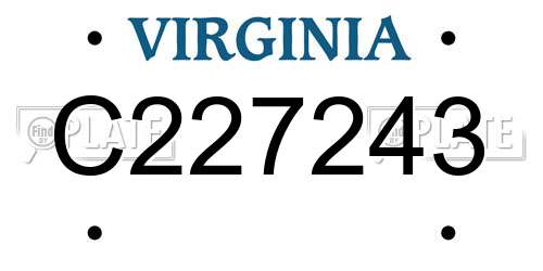 C227243 Virginia License Plate