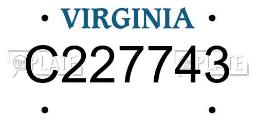 C227743 Virginia License Plate