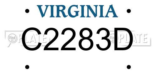 C2283D Virginia License Plate
