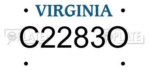 C2283O Virginia License Plate