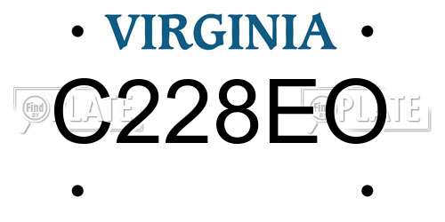 C228EO Virginia License Plate