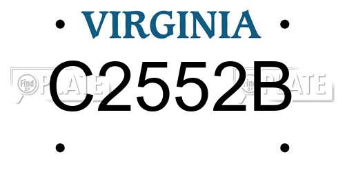 C2552B Virginia License Plate