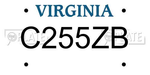 C255ZB Virginia License Plate