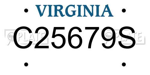 C25679S Virginia License Plate
