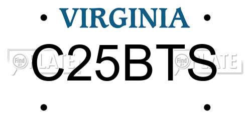 C25BTS Virginia License Plate