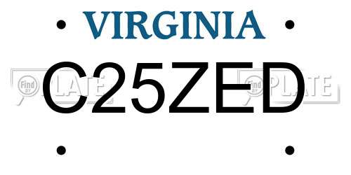 C25ZED Virginia License Plate