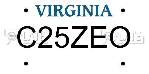 C25ZEO Virginia License Plate