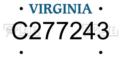 C277243 Virginia License Plate