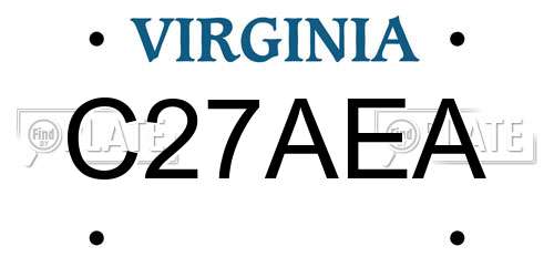 C27AEA Virginia License Plate