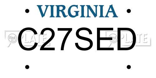 C27SED Virginia License Plate