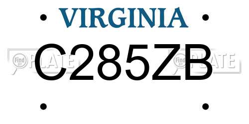 C285ZB Virginia License Plate