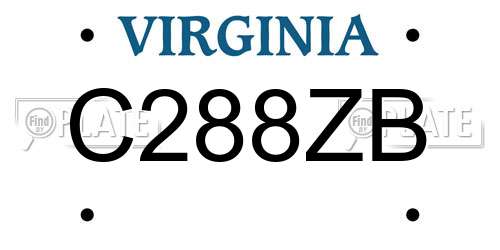 C288ZB Virginia License Plate