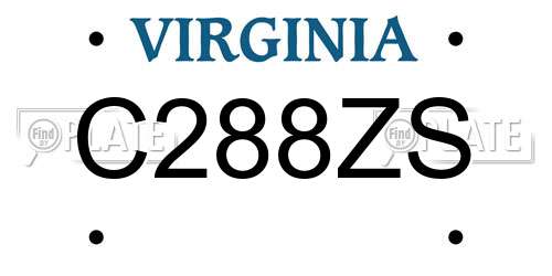 C288ZS Virginia License Plate
