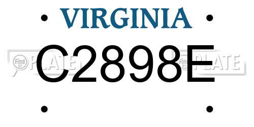 C2898E Virginia License Plate