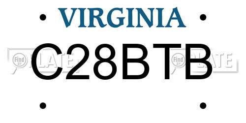 C28BTB Virginia License Plate
