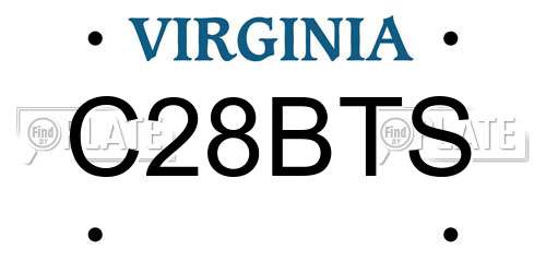 C28BTS Virginia License Plate