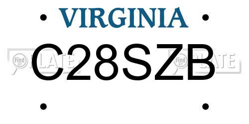 C28SZB Virginia License Plate