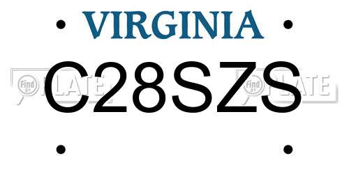 C28SZS Virginia License Plate