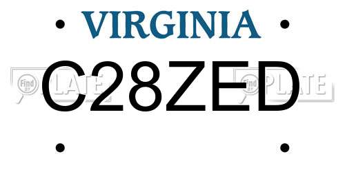 C28ZED Virginia License Plate