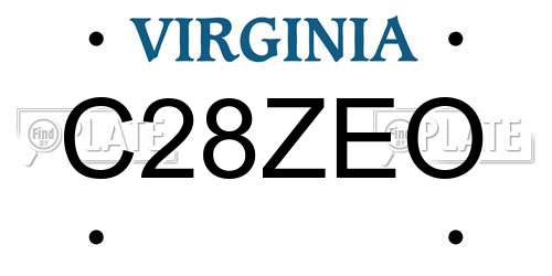 C28ZEO Virginia License Plate