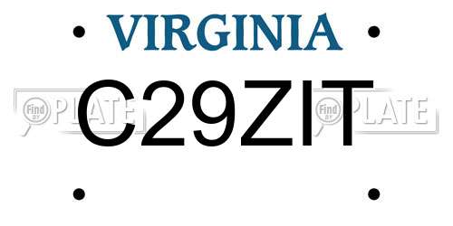 C29ZIT Virginia License Plate