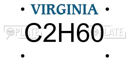 C2H60 Virginia License Plate