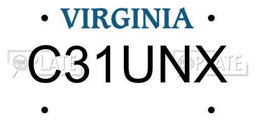 C31UNX Virginia License Plate