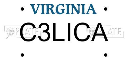 C3LICA Virginia License Plate