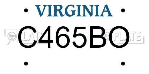 C465BO Virginia License Plate