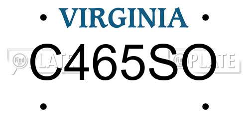 C465SO Virginia License Plate