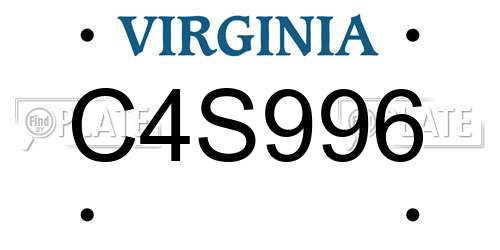 C4S996 Virginia License Plate
