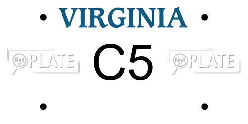 C5 Virginia License Plate